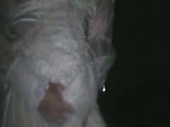 wet wedding gown outside