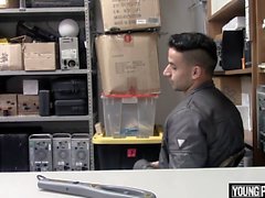 YoungPerps - Security Guard Stuffs A Thiefs Smooth Hole With Black Cock