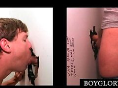 Gay craving for cum sucks cock on gloryhole