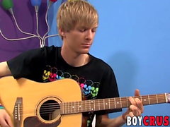 Twink Liam Summers leaves guitar to masturbate and cumshot