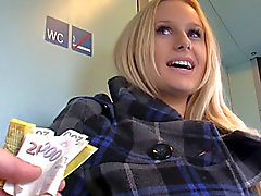 Gorgeous Czech amateur is paid cash to flash & fuck in public