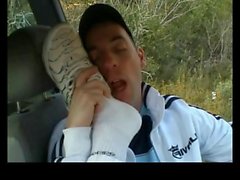 sock and sneaker worship in the car