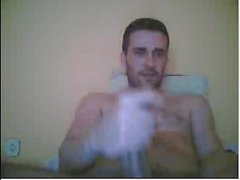 Dreamy straight guy cums 3 times on webcam