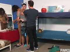 FamilyDick - Tied Up Twink Gets Creampied By Costumed Hunks