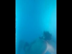 Backyard pool masturbation underwater