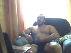 Str8 tattoo muscle daddy jacks off on cam
