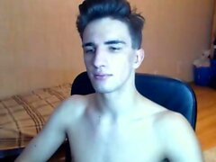 Hot gay boy solo jerking and toying show in front of webcam