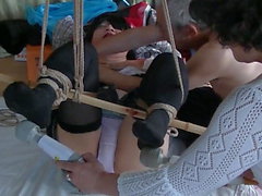 Jyosouko Fujiko's erotic panties tied with rope and bamboo