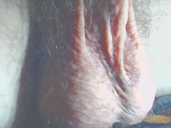 Hairy balls close-up orgasm