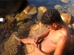 Tunisian twink wanks his BIG Arab dick near the beach