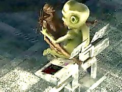3D alien babe getting fucked hard by a monster