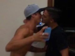 Bromosexual. Str8 Guy's Cute Dare Kissing.