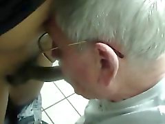 Silver grandpa suck black cock