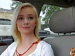 blonde babe gets to suck hard on the dudes pecker