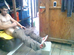 jacking off in Shed at work unkut