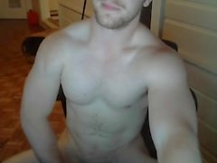 Beefy White Guy Jerks Off & Cums