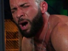 Muscle bear threesome and cumshot