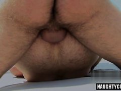 Hairy gay oral sex with facial