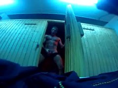 Str8 Daddy Risky Gym Sauna Jerk Off & Cum