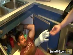 Gay plumber Berke gets humped by Tommy at work only on Suite703