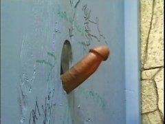 Kinky stud sucks a big cock and takes it up his ass at the gloryhole