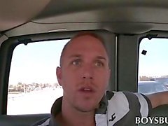 Horny stud seduced by a blonde hottie in the sex bus