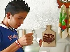 Gay latino boys cook up something different in the kitchen
