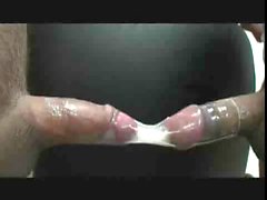 Double cum mixture inside condom