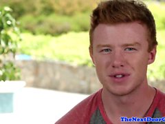 Ginger stud flexing before jerking his dick