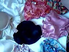 Another big load on satin panties and bras