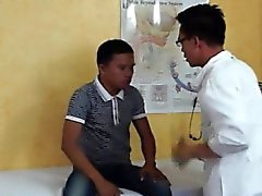 Asian twink gets a blowjob from doctor