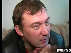 Russian son rimjob with cumshot