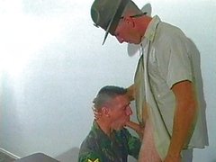 Drill sergeant cock sucked in his office